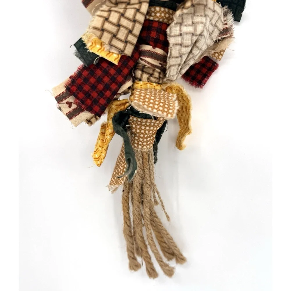 Gingergread Man Christmas Garland Fabric Scraps Ornament Unique 36